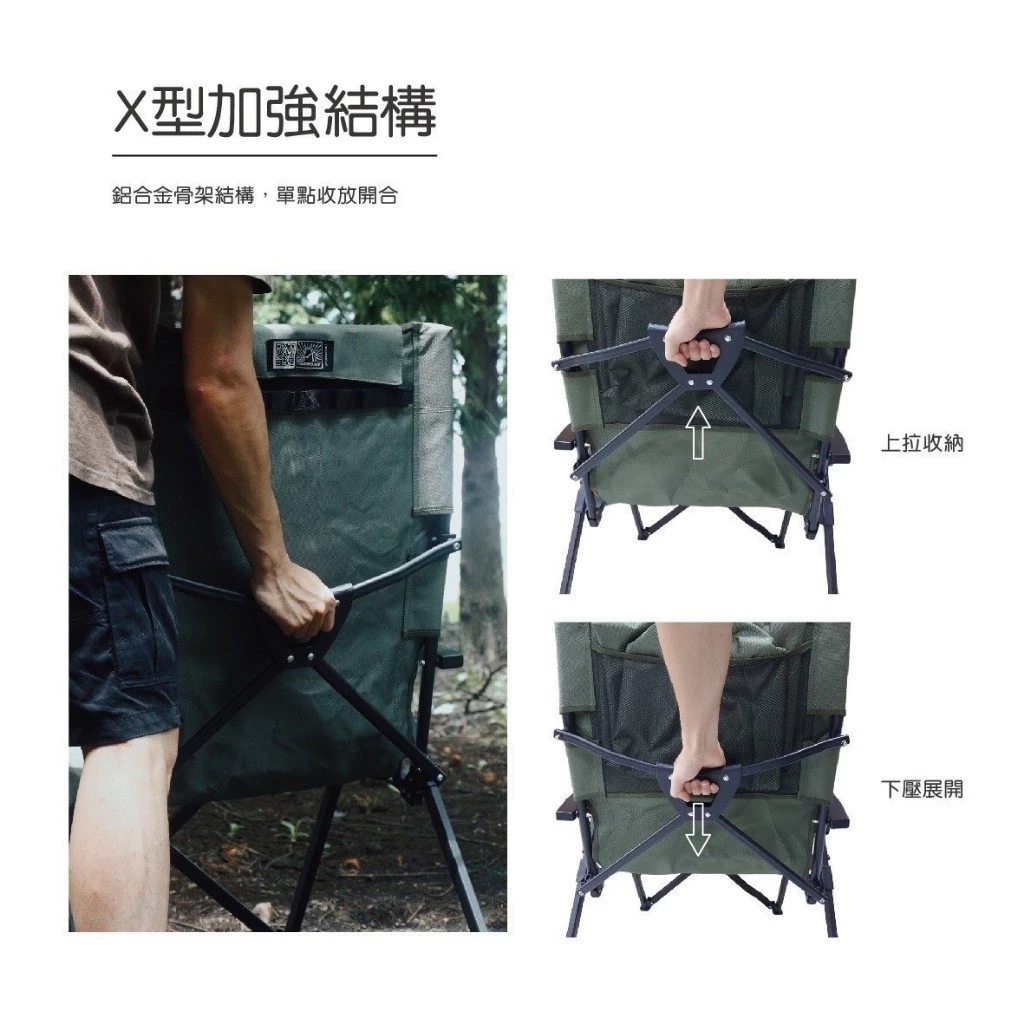 野樂 黑森戰術六段椅 Camping Ace【綠色工場】摺疊椅 可調椅 休閒椅 露營椅 椅背六段調整 ARC-8T