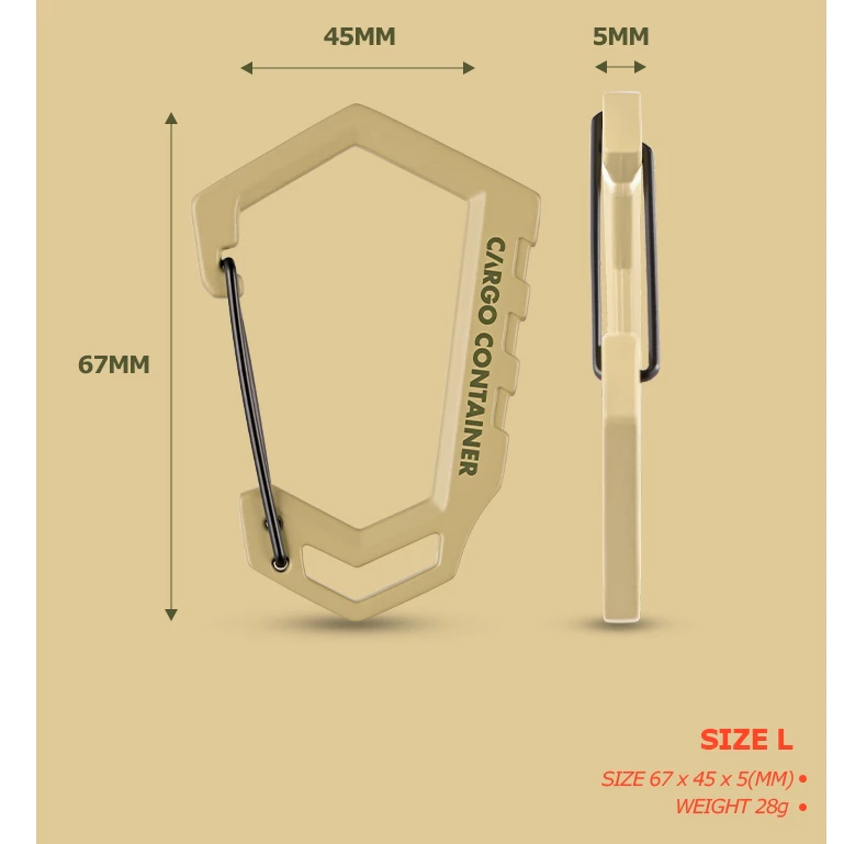 CARGO D型登山扣【綠色工場】金屬掛勾 D扣 可承重100kg 鋅合金 啞光黑/沙色/軍綠 露營神器 掛勾