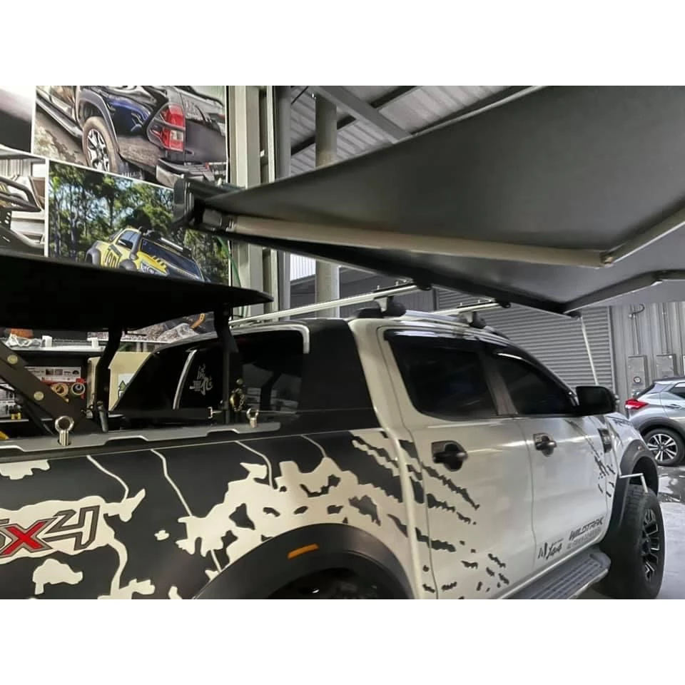 TIMEBOX 黑化版手搖車邊帳【綠色工場】TB-06-3525 搖桿式 手搖車邊帳篷 車邊天幕 客廳帳 天幕帳