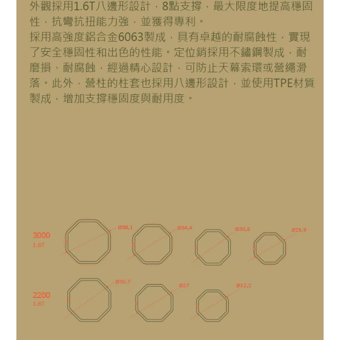 CARGO 伸縮營柱2入 (3000mm)【綠色工場】伸縮營柱 鋁合金營柱 天幕營柱 前庭營柱 可調營柱 附收納袋