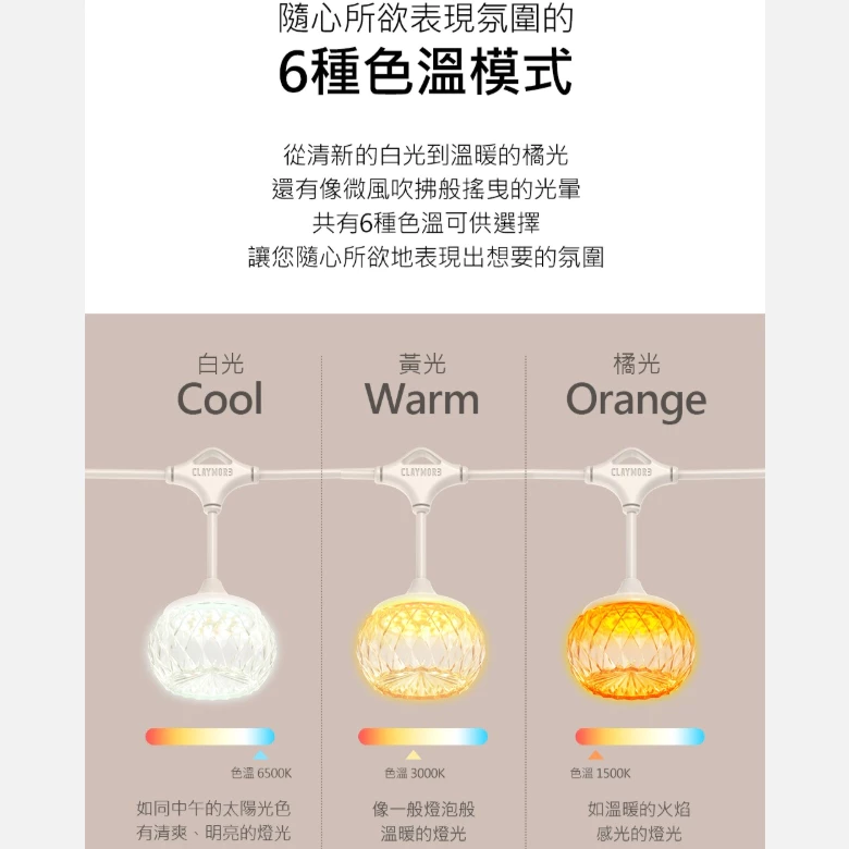 CLAYMORE CADENA 7 水晶串燈 星光旗艦組【綠色工場】露營燈 氣氛燈 露營裝飾燈 串燈 照明燈