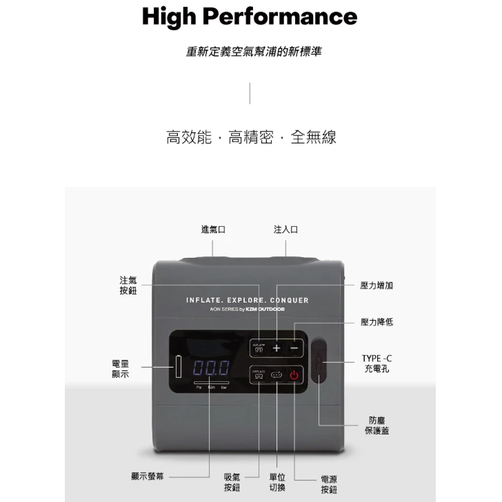 KZM 充氣帳電動無線打氣機-充吸兩用【綠色工場】kazmi 無線馬達 充氣馬達 充氣幫浦 打氣機 充氣帳篷專用 SUP