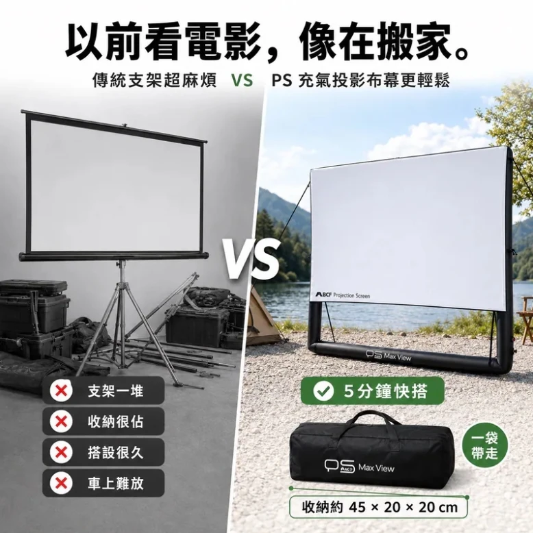 【MB露營狂 MBCF】 PS充氣投影布幕 120 /100吋