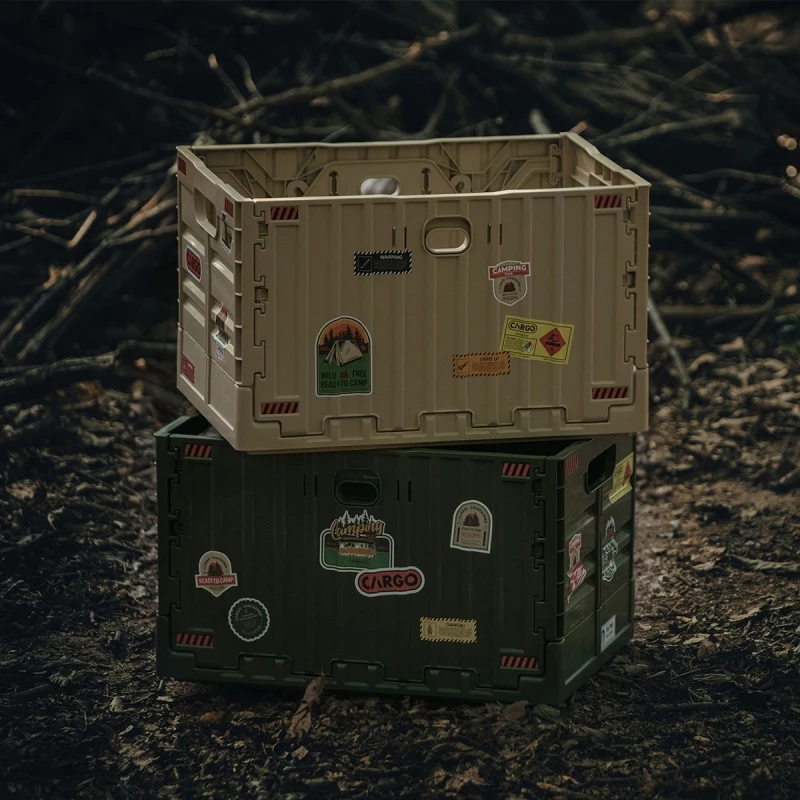 Cargo 工業風折疊收納箱【綠色工場】 側開箱 置物箱 折疊箱 露營收納箱 硬漢箱 整理箱 露營桌 居家收納 車載儲物