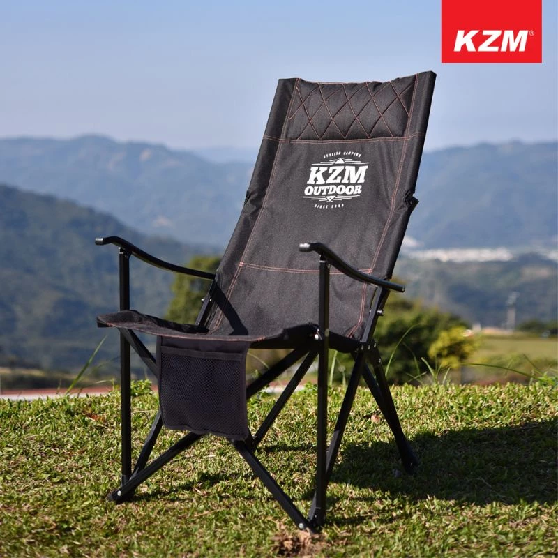 【綠色工場】KAZMI KZM 極簡時尚豪華休閒折疊椅經典黑 休閒椅 導演椅 露營椅 收納椅 大川椅(K9T3C004)