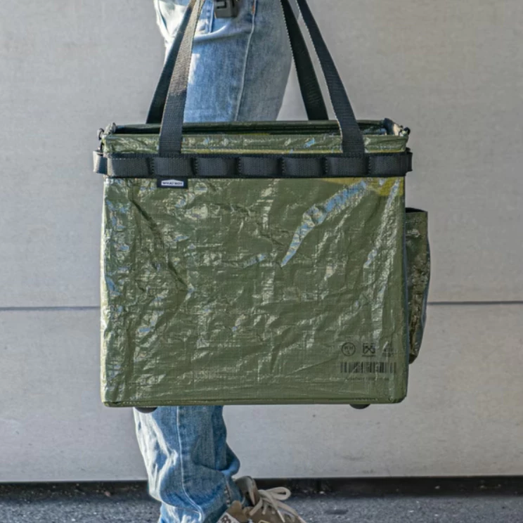 WHATNOT｜摺疊收納提籃-橄欖綠【綠色工場】ONE TOUCH BUCKET CLEAR 手提袋 置物袋 裝備袋