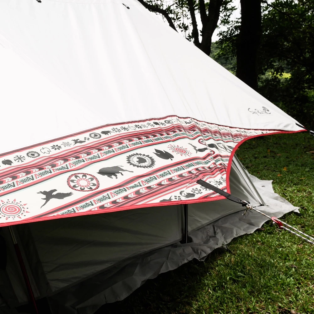 【綠色工場】彩繪天空帳4D帳篷專用 地布 鷗翼頂布 紅圖騰 外地墊 野餐墊 防潮地布