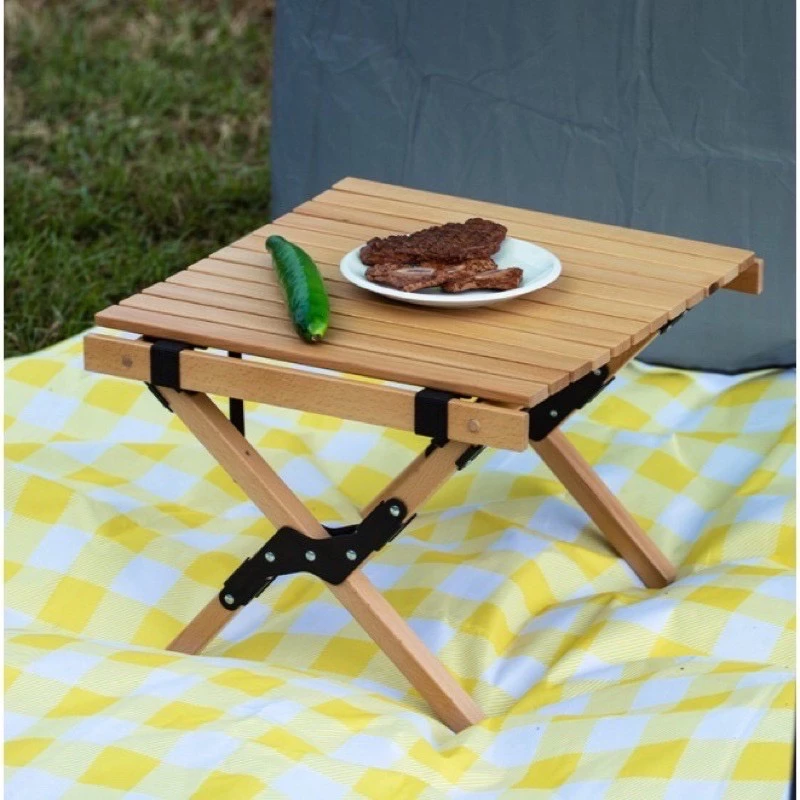 櫸木蛋捲桌【綠色工場】 蛋卷桌 62CM 附提袋 露營桌 摺疊桌 實木桌 舉木桌 露營美學 櫸木/黑胡桃