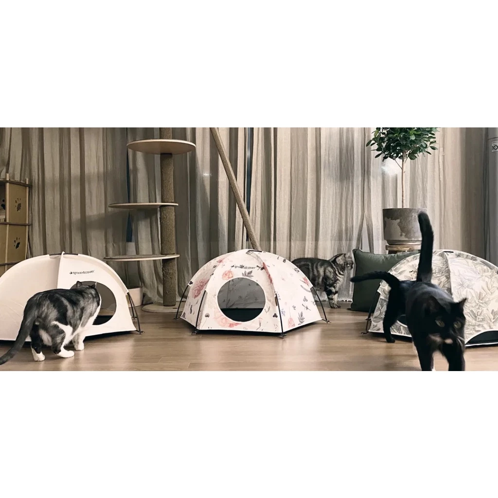 【綠色工場】groundcover貓帳篷-山茶花 / 松果葉 色系~~簡單收搭寵物帳^^毛小孩專屬空間遊樂區