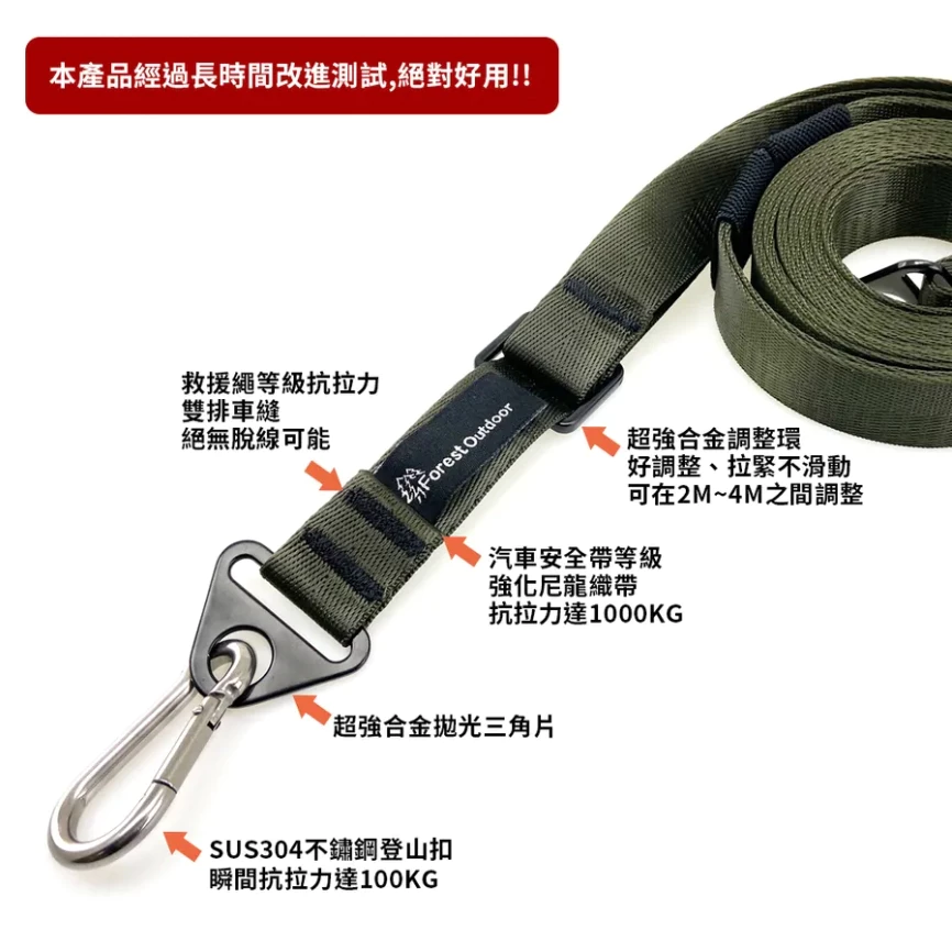 Forest Outdoor 獨角仙天幕延伸織帶【綠色工場】快速調整 露營天幕專用 天幕延伸織帶 2M~4M