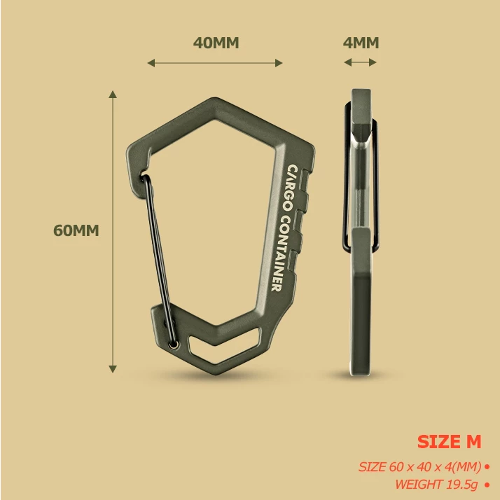 CARGO D型登山扣【綠色工場】金屬掛勾 D扣 可承重100kg 鋅合金 啞光黑/沙色/軍綠 露營神器 掛勾