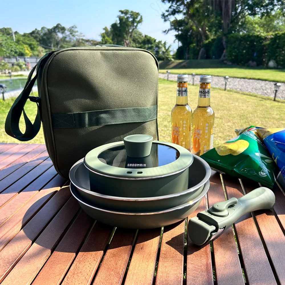 仙德曼 日本Daikin 露營鍋具組【綠色工場】Sadomain 24cm不沾鍋 AG024 平底鍋 湯鍋 附收納袋