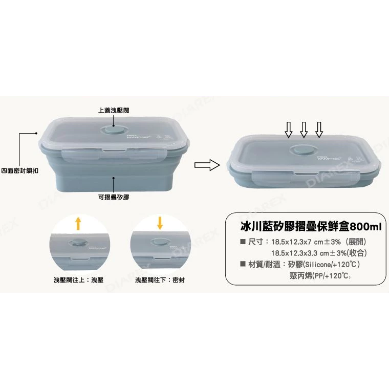 領航家 矽膠摺疊保鮮盒【綠色工場】ProKamping 食品級 便當盒 摺疊餐盒 可微波矽膠便當盒 密封氣閥