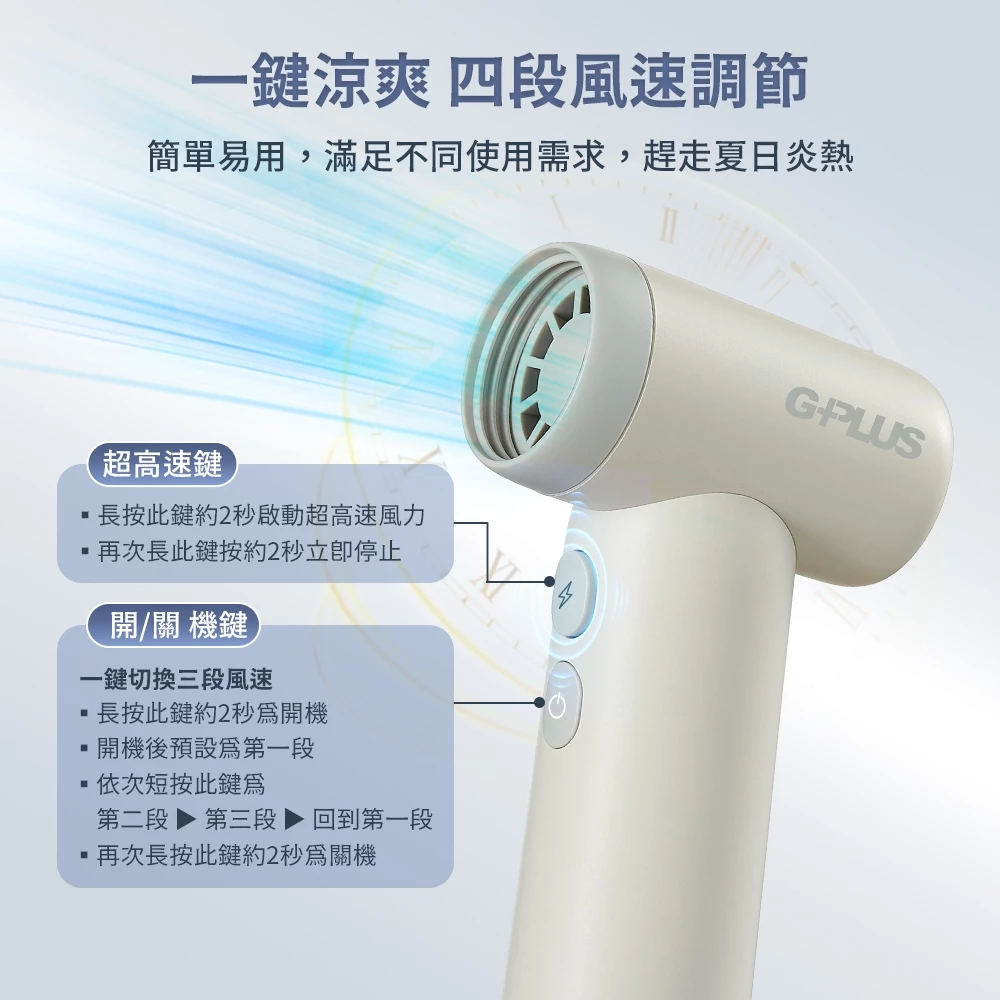 G-PLUS 拓勤 渦輪手持強力風扇【綠色工場】GP-SG001 隨行扇 迷你扇 充電風扇 露營風扇 口袋風扇