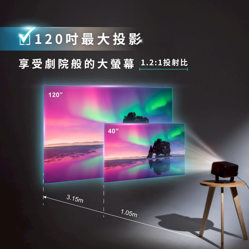 SANSUI 山水 多角度輕旅投影機【綠色工場】投影機 SPJ-G3 4K畫質 1080P 送100寸投影幕