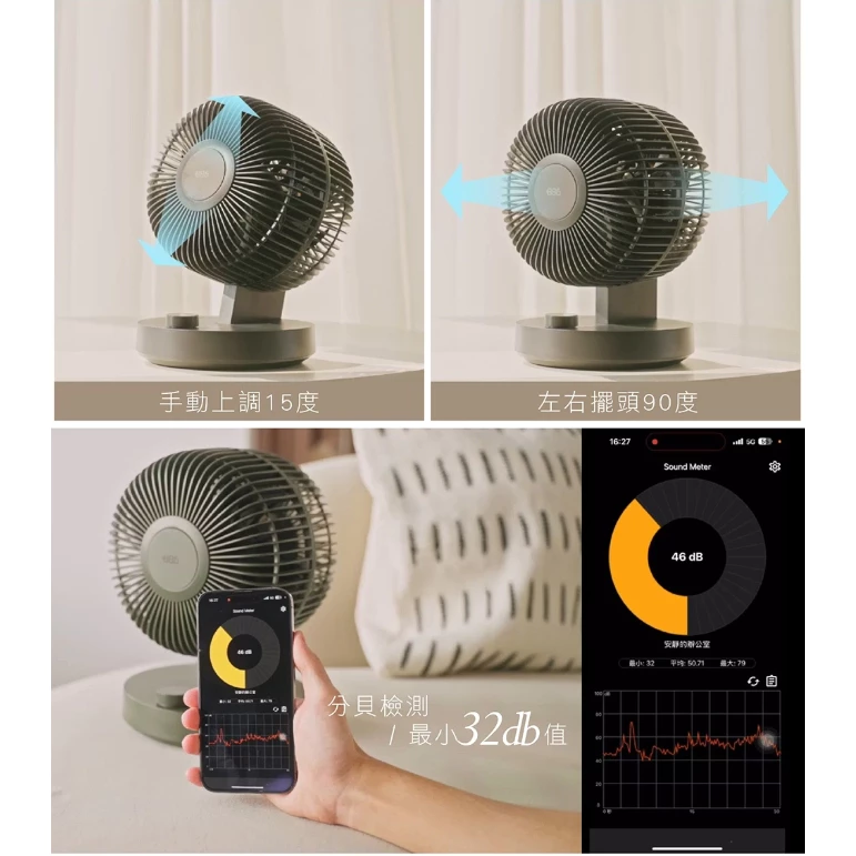 +886 極野家 8吋 雙葉空氣循環扇【綠色工場】擺頭靜音款 贈收納袋 桌扇 立扇 風扇 電扇 靜音扇 露營風扇