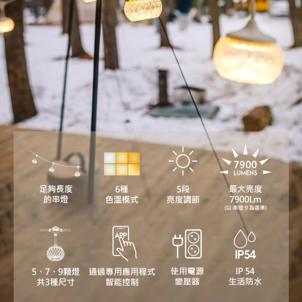 CLAYMORE CADENA 7 水晶串燈 星光旗艦組【綠色工場】露營燈 氣氛燈 露營裝飾燈 串燈 照明燈