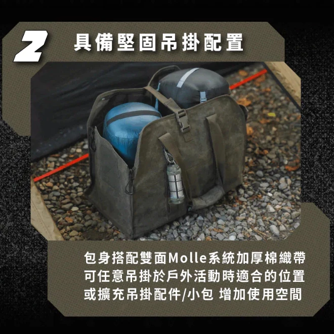 CAMPFIRE戰野上蠟帆布裝備袋【綠色工場】柴火收納包 木柴收納袋 柴火袋 柴薪袋 收納包 吊掛收納袋 置物袋 木柴袋