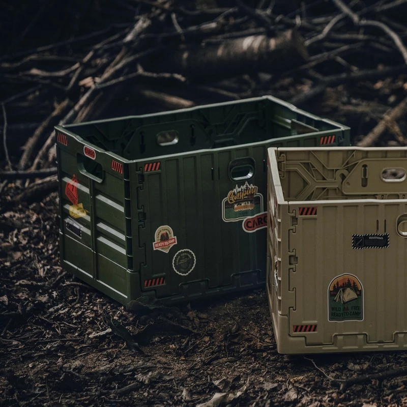 Cargo 工業風折疊收納箱【綠色工場】 側開箱 置物箱 折疊箱 露營收納箱 硬漢箱 整理箱 露營桌 居家收納 車載儲物