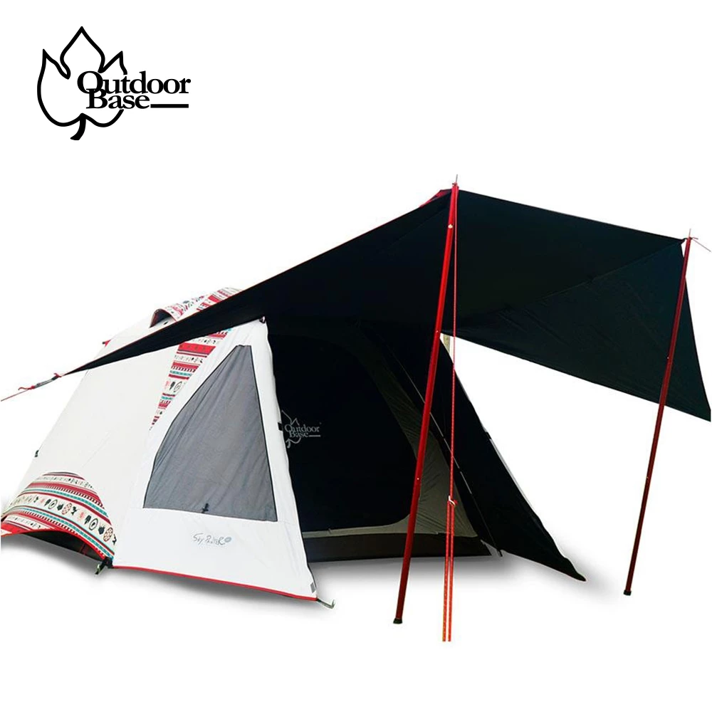 OutdoorBase 彩繪天空 270 【綠色工場】黑膠帳 鋁合金六人帳篷 速搭帳 四季帳 新手帳 露營帳 野營帳