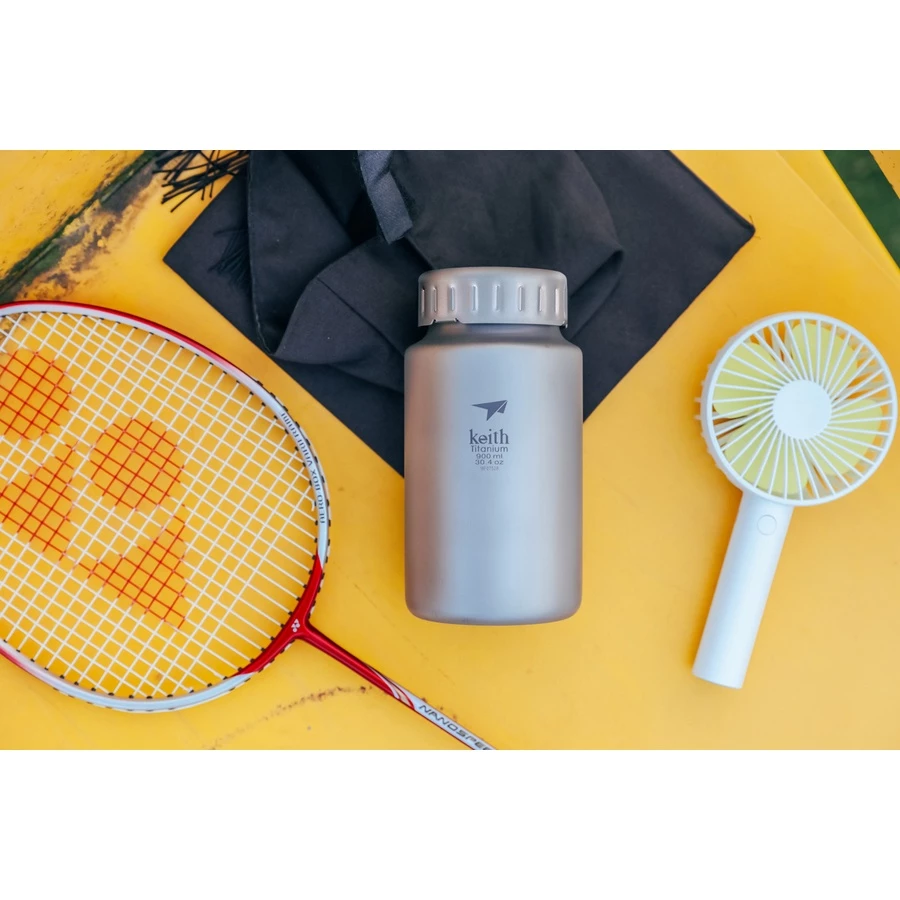 【綠色工場】鎧斯Keith Ti3035/3036 純鈦寬口運動水壺鈦保鮮罐 附可拆背帶水壺包 水壺 茶壺 保溫瓶
