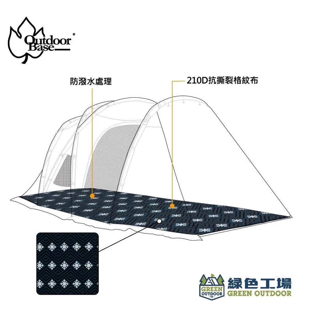 【綠色工場】彩繪天空2D帳專用全鋪型地布｜加厚防刮底布｜防潑水格紋抗撕裂布 專用祥雲地布-23168