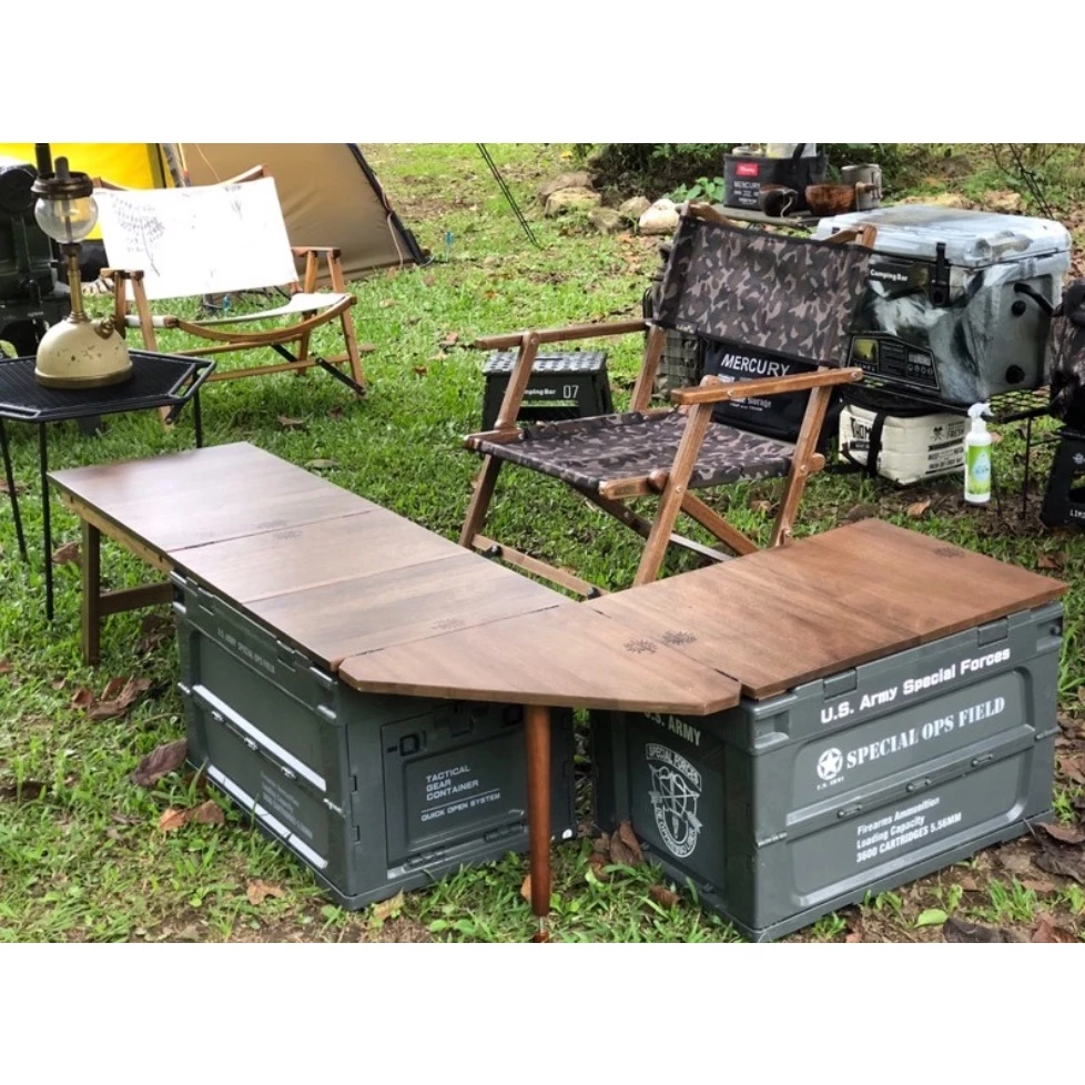 【綠色工場】<CampingBar> 軍風軍綠色折疊箱 居家收納 側開箱 折疊收納箱 露營收納箱 收納櫃 摺疊箱 露營