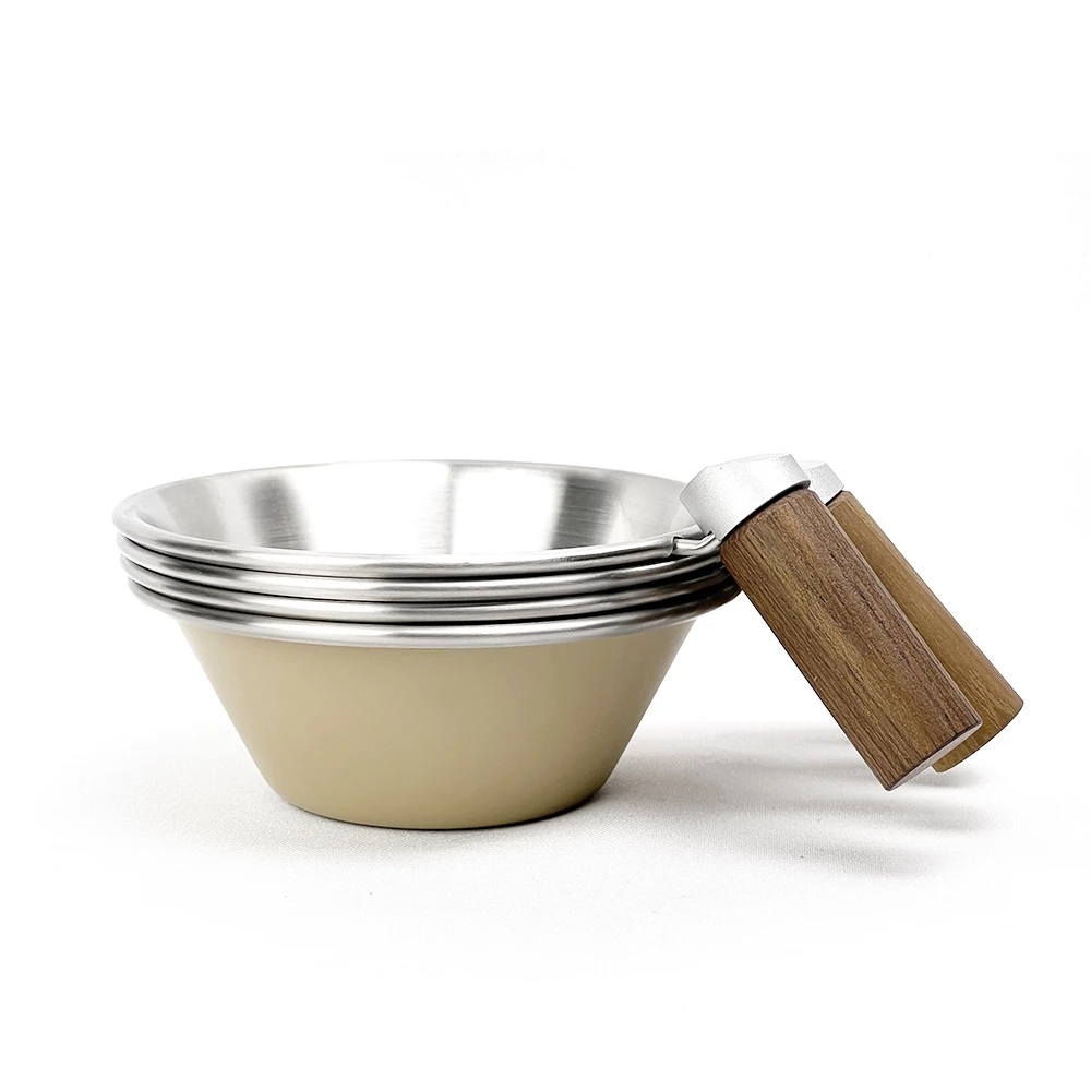【綠色工場】 Truvii 250ml 木柄iO碗 不鏽鋼碗 餐碗 飯碗 收納碗 木柄碗 可堆疊 露營美學 風格
