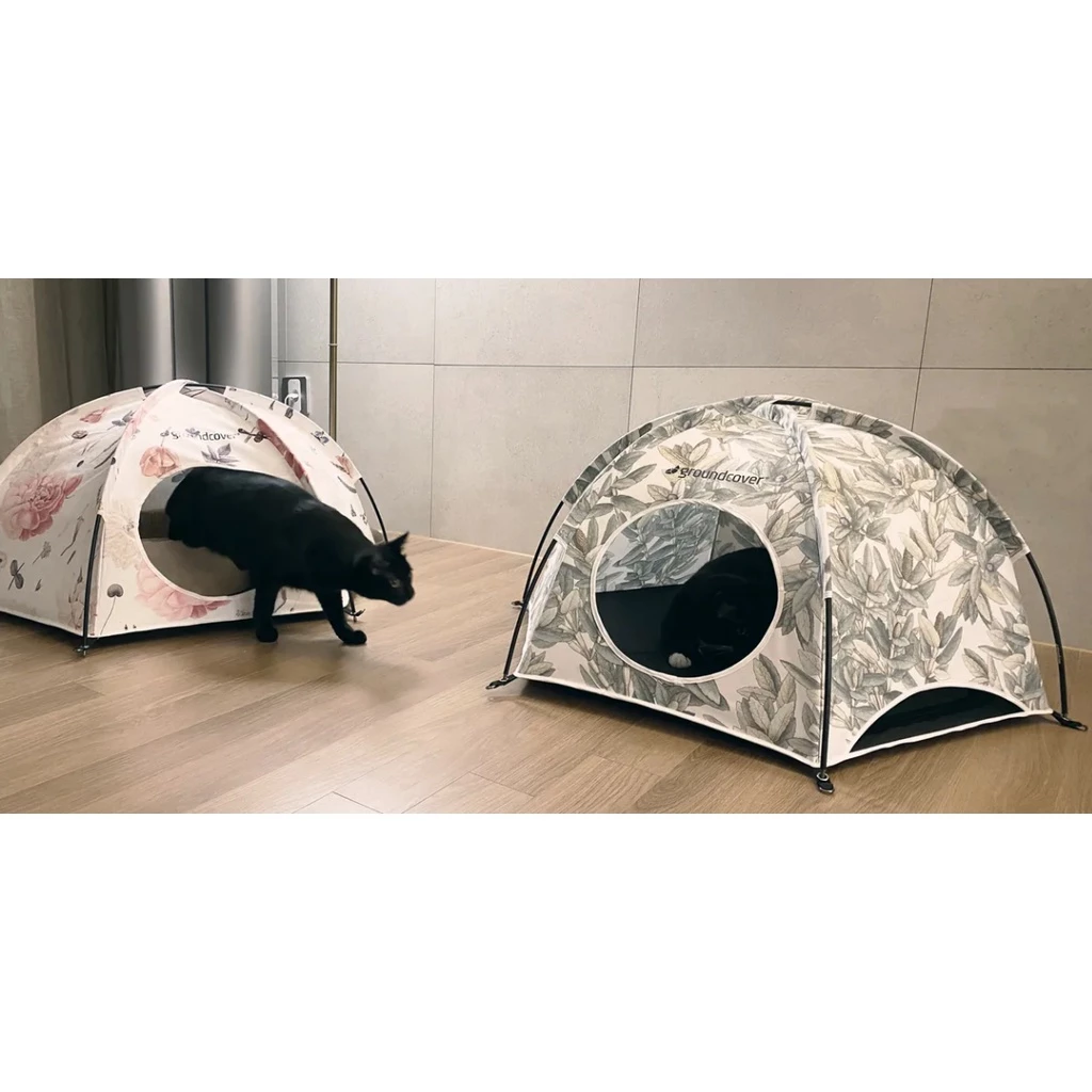 【綠色工場】groundcover貓帳篷-山茶花 / 松果葉 色系~~簡單收搭寵物帳^^毛小孩專屬空間遊樂區