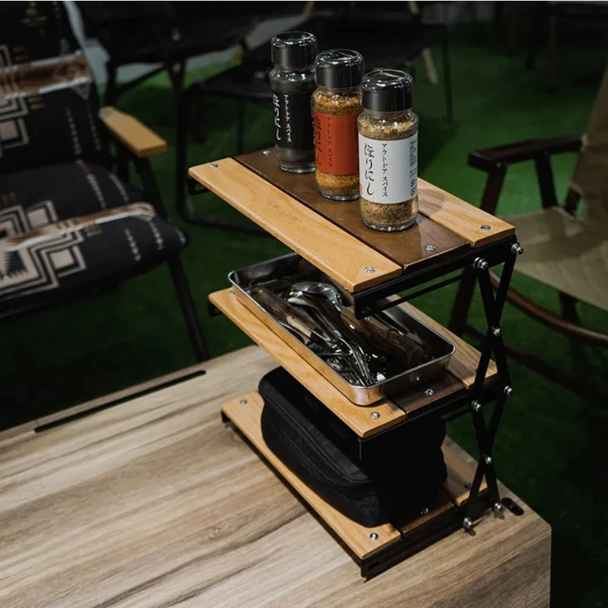 Owl Camp 桌面三層折疊置物架 DSR【綠色工場】置物架 實木層架 三層架 迷你層架 堆疊 附收納袋