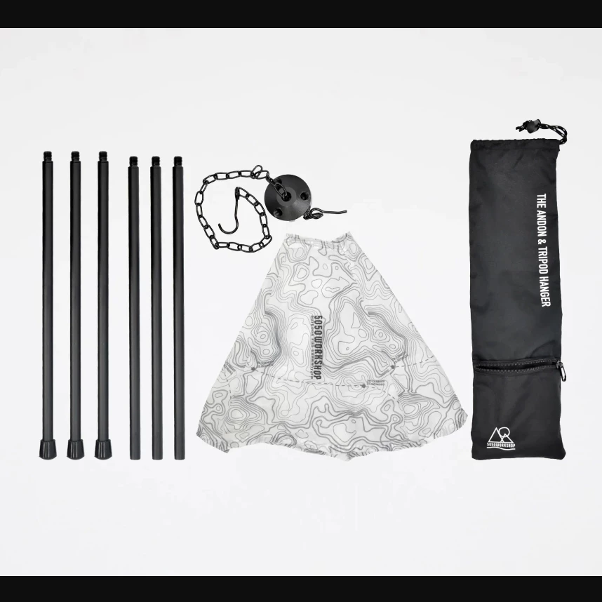 5050WORKSHOP 帳形燈罩三腳架【綠色工場】日本職人設計 三腳架燈罩組 地圖燈罩 掛物架 吊物三腳架 附吊物鍊條