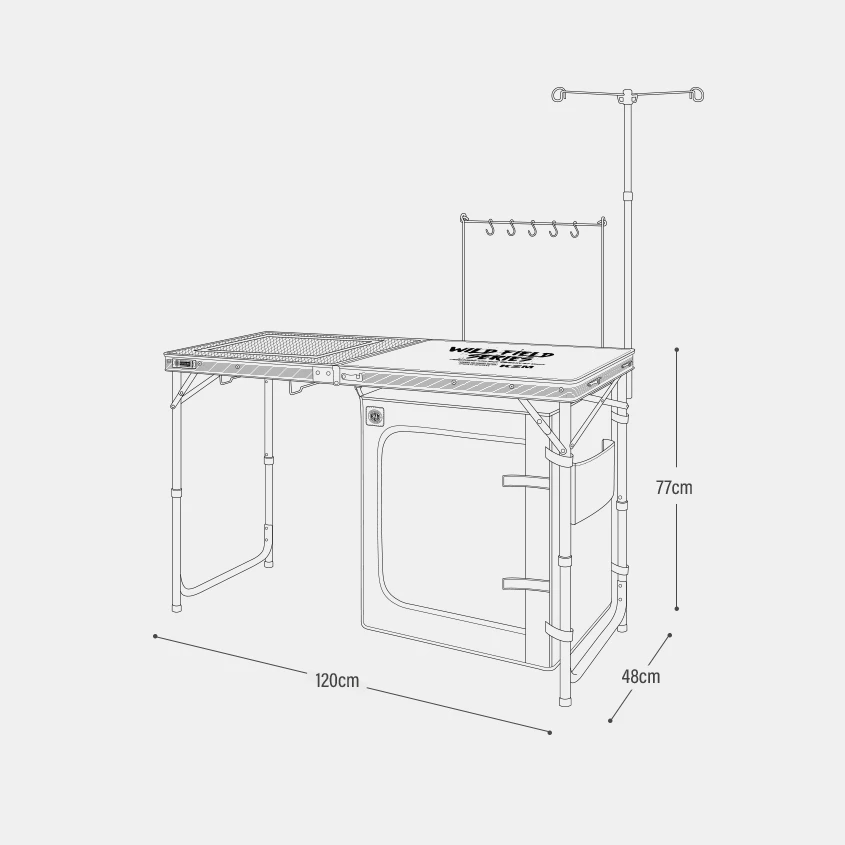 KAZMI KZM 工業風行動廚房【綠色工場】餐廚桌 摺疊行動廚房 露營桌 烹煮炊事 鋁合金/鋼網桌 收納桌 附收納袋
