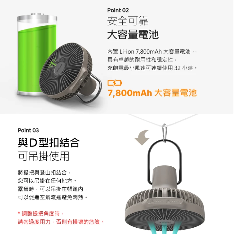 CLAYMORE V600+ 無線風扇含收納袋【綠色工場】總代理保固 露營風扇 電風扇 充電式電風扇 循環風扇 吊掛扇