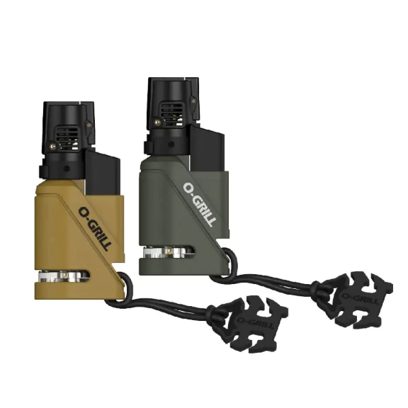 O-Grill GJ-200 安全防風打火機 沙綠2入組【綠色工場】打火機 1300°C藍色火焰 兩段式點火 台灣製