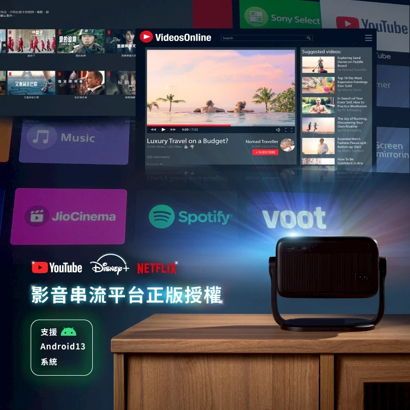 SANSUI 山水 多角度輕旅投影機【綠色工場】投影機 SPJ-G3 4K畫質 1080P 送100寸投影幕