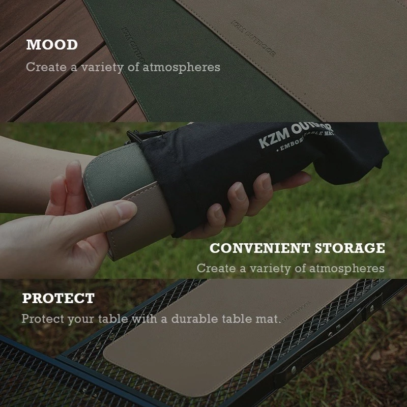 KAZMI KZM 仿皮革迷你餐墊(2入) 【綠色工場】桌墊 餐墊 仿皮革 防劃傷 防水止滑墊 餐桌墊 露營桌墊