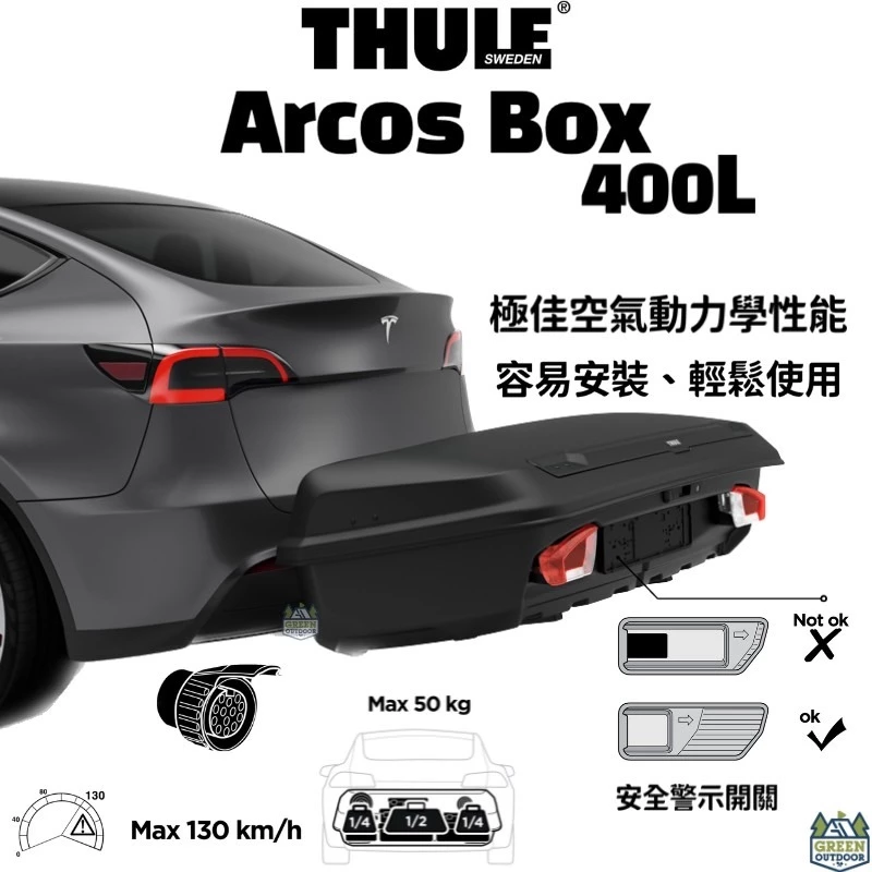 Thule Arcos Box 後拖車行李箱【綠色工場】硬殼式拖桿行李箱 後置物箱 車後箱 瑞典製 400L/300L