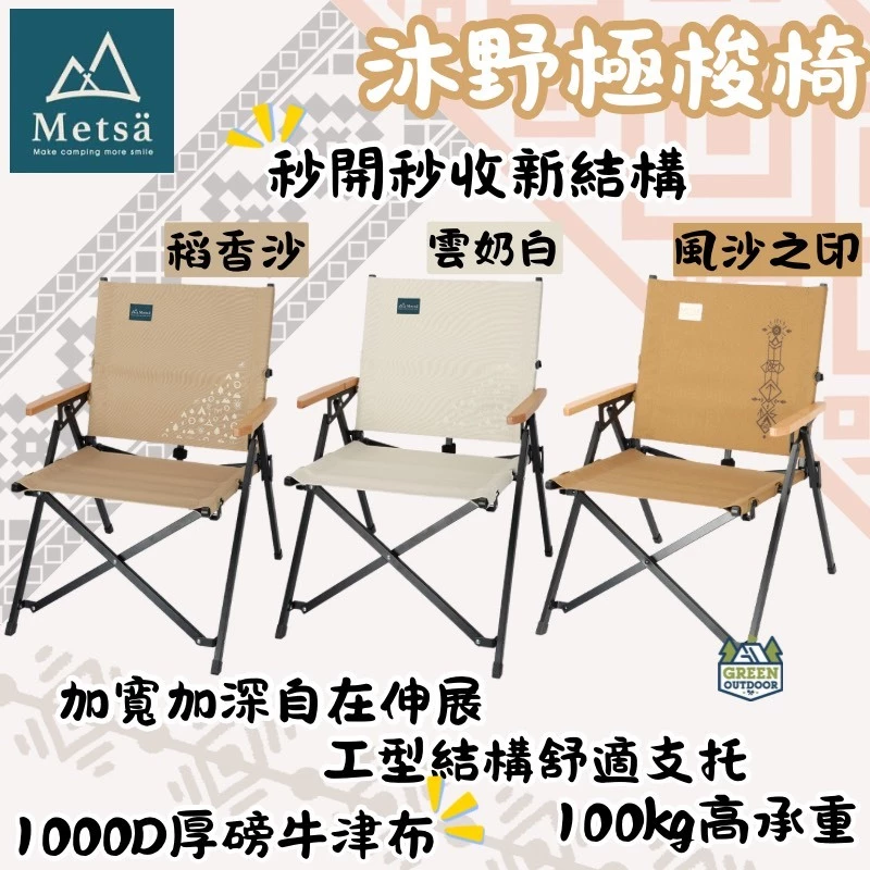 Metsä 米特薩 沐野極梭椅【綠色工場】露營椅 摺疊椅 秒開秒收椅 休閒椅 戶外椅 收納椅 快拆快收不夾手