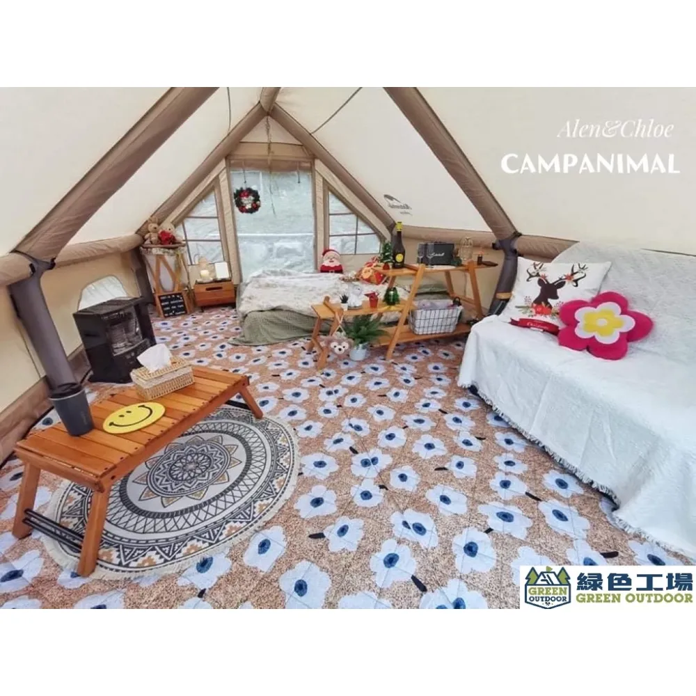 【綠色工場】Campanimal 熊熊毛絨花 可機洗 地墊 野餐墊 防潮地布 防水墊 帳篷內墊 內地墊 露營地墊