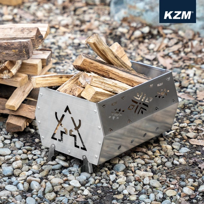 【綠色工場】KAZMI KZM 不鏽鋼六角焚火台 燒烤架 烤肉爐 烤架 柴爐 柴燒爐 取暖爐 (K21T3G03)