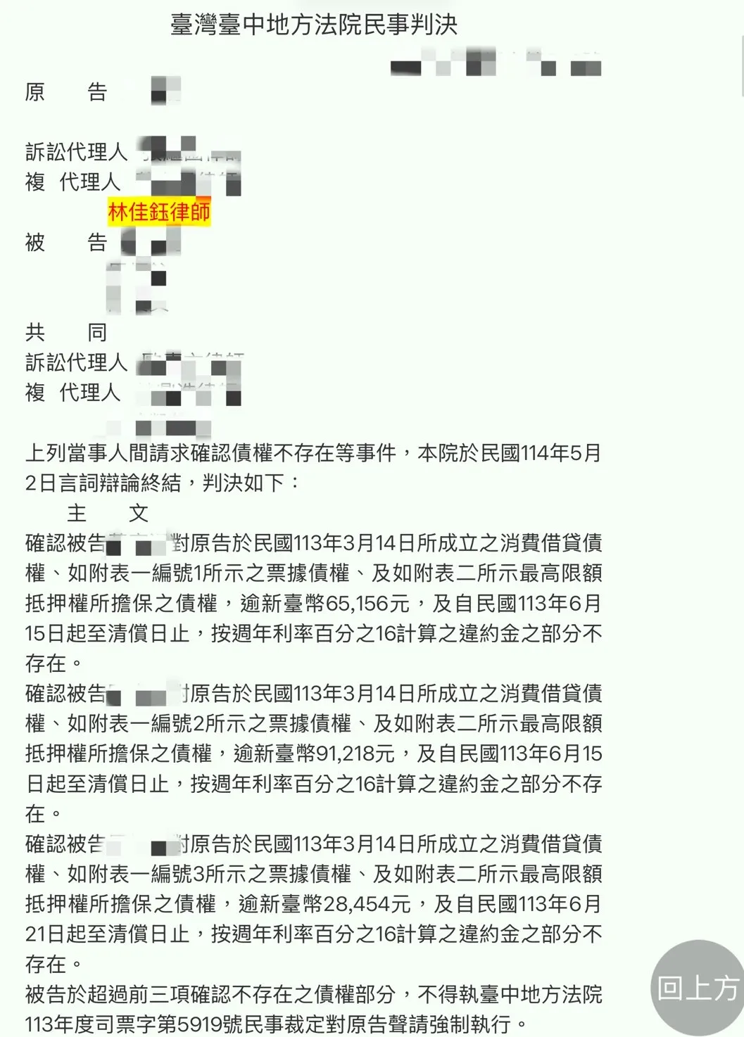 民事-因詐騙借高利貸──法院認定超額部分，債權不存在