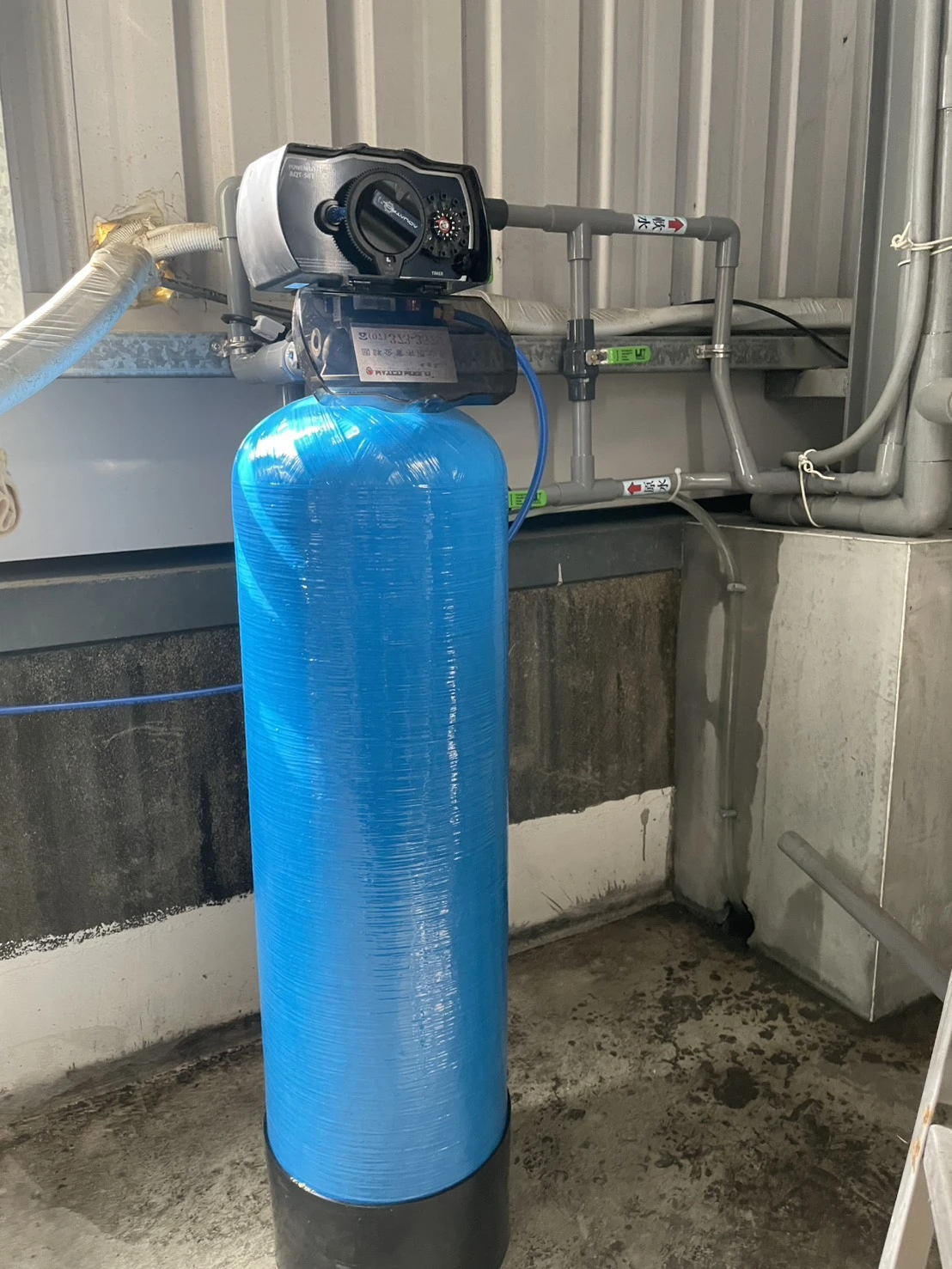高雄市燕巢區-全戶軟水設備25L+雙道大胖白鐵不鏽鋼腳架過濾器組