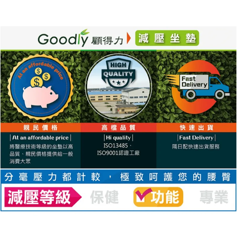 Goodly顧得力-舒適凝膠坐墊/涼感坐墊