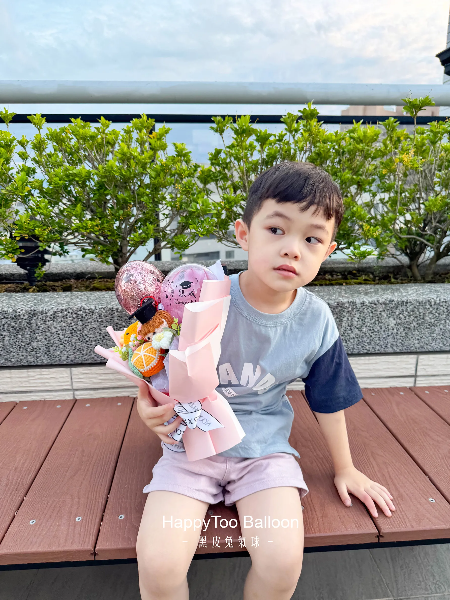 《可客製名字》畢業手作針織花束 - 粉色畢業生