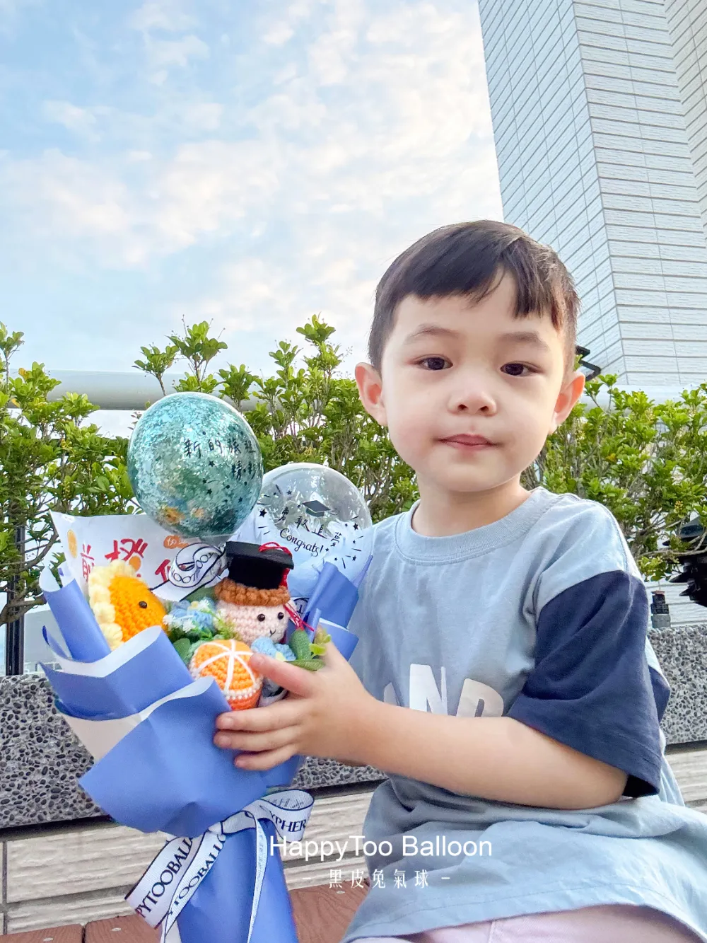 《可客製專屬名字》畢業手作針織花氣球-花束款