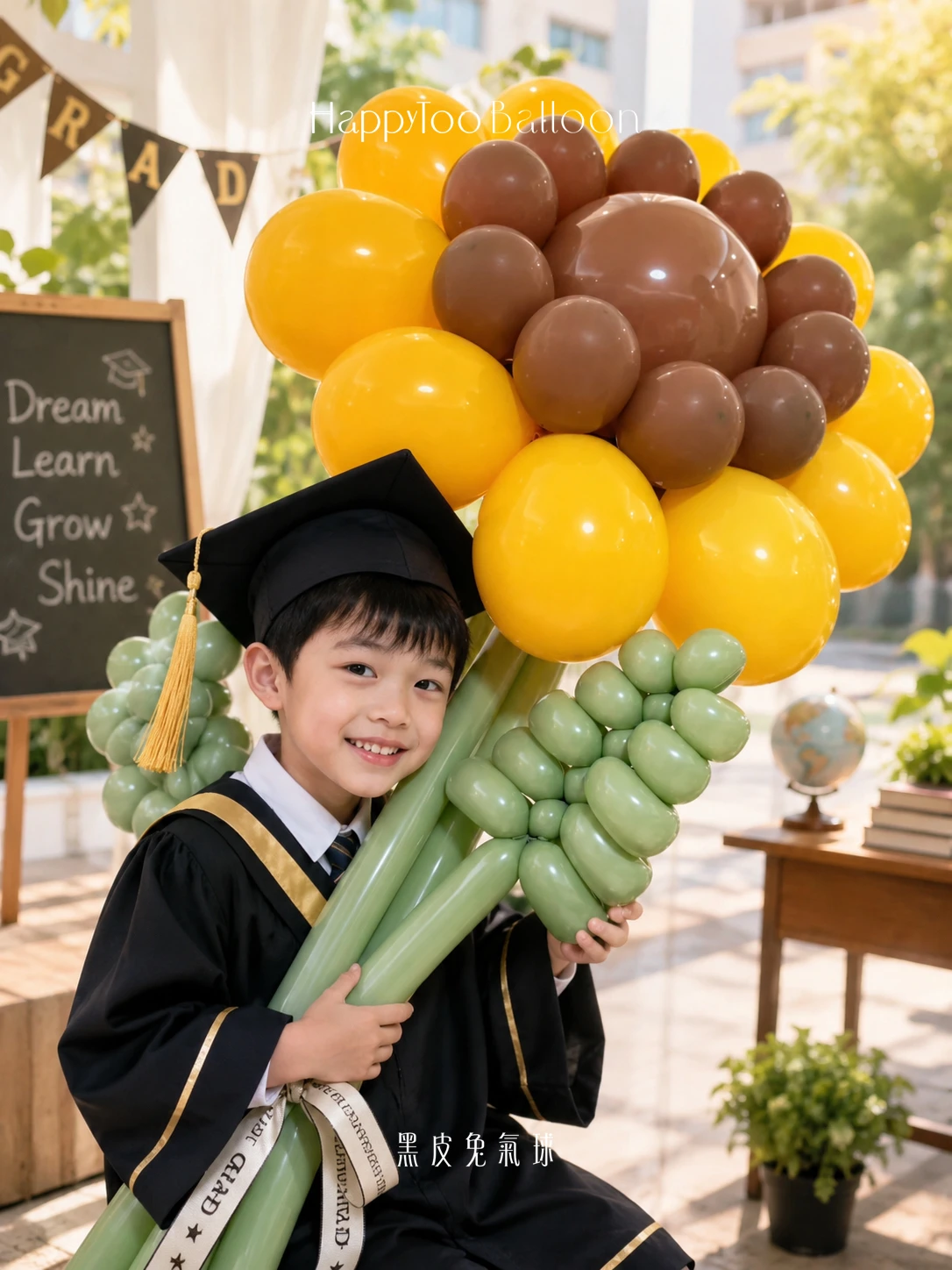 陽光畢業花禮系列｜大向日葵氣球花 Sunshine Grad Collection｜Giant Sunflower Balloon Bouquet