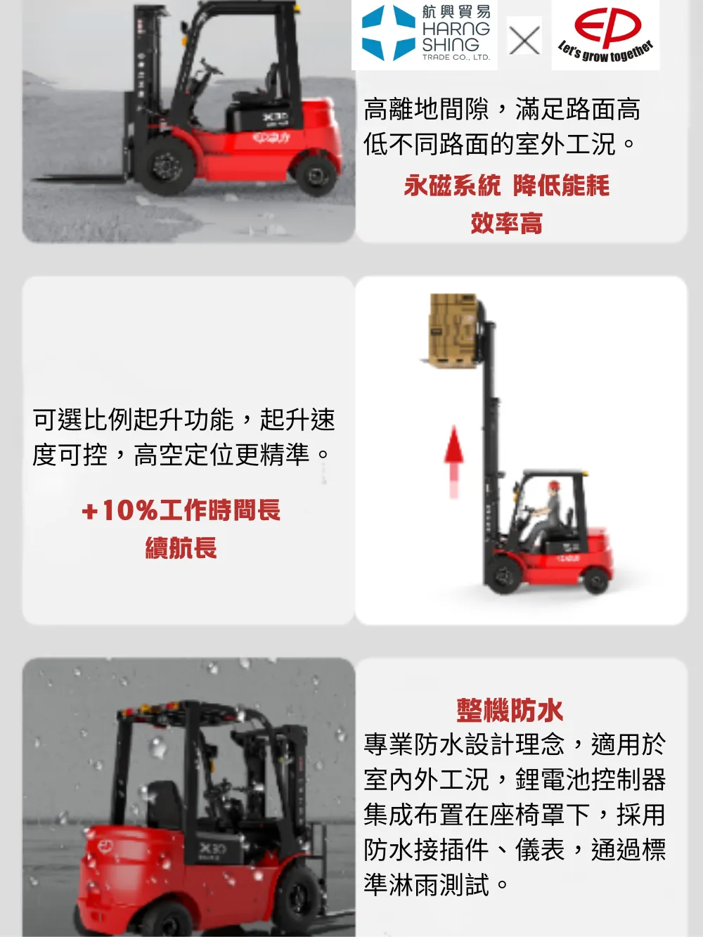 3噸 電動平衡重式堆高機 