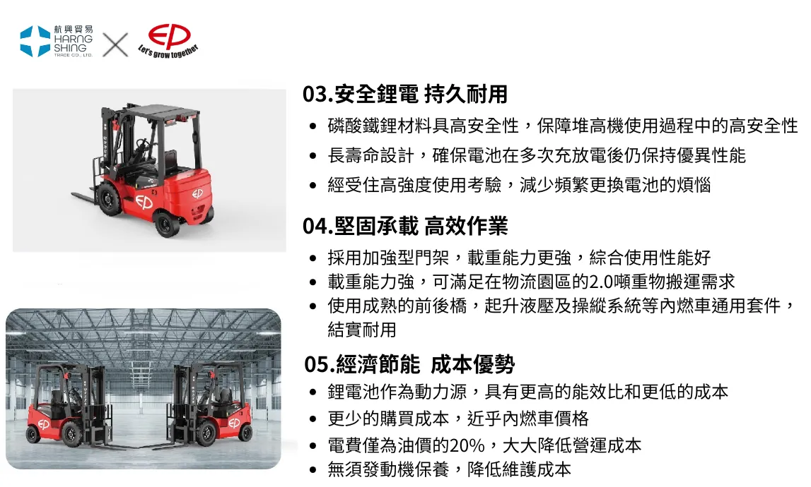 3噸電動平衡重式堆高機
