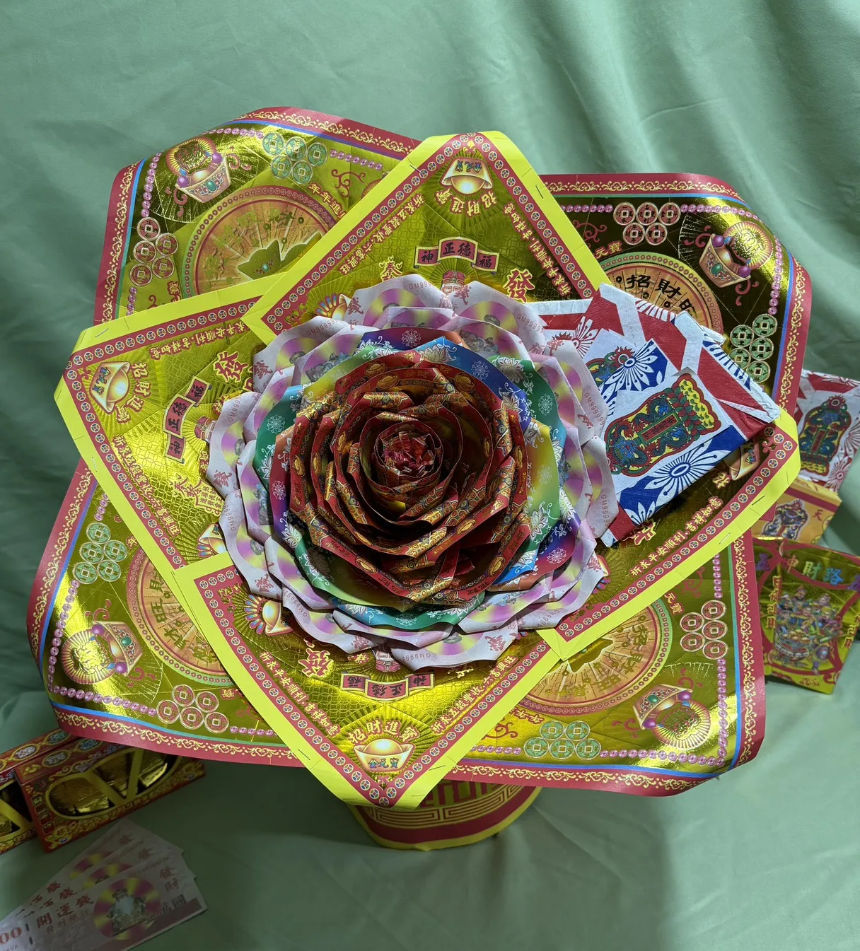 神明花｜立體金紙供奉花款