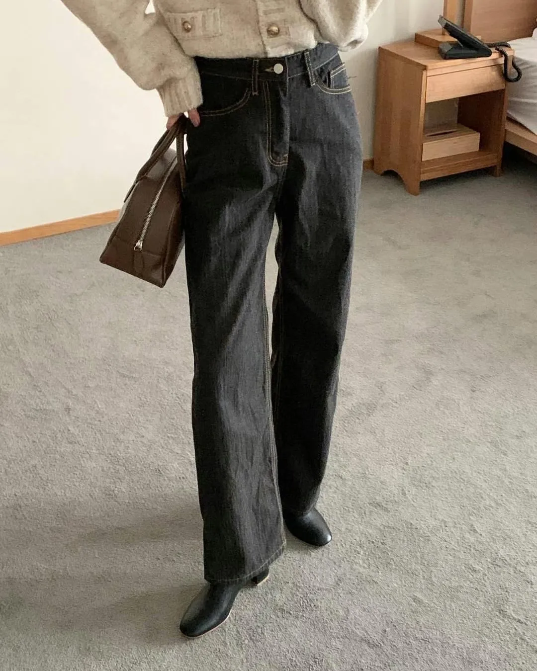 正韓-復古直筒造型牛仔褲 SALE大特價！
